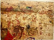 Hermann NITSCH, Paper work, bulk floor picture from Prinzendorf Castle 1990, ca. 127 x 172 cm (canvas dimensions), oil and blood on paper, laminated on canvas