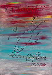 Alf POIER, (intern: a5-135) Kami-Katze, 2021, 100 x 70 cm, acrylic on canvas
