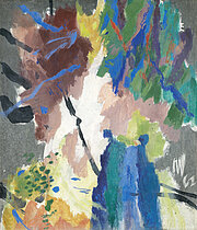 Wie eine Landschaft, 1962, ca. 139 x 120 cm, Keim´sche Mineralfarben auf Faserzementplatte