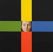 Josef Bramer, Im Schnittpunkt bzw. Kaspar - Balance, 2005, 100 x 100 cm, oil on canvas