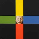 Josef Bramer, Im Schnittpunkt bzw. Kaspar - Balance, 2005, 100 x 100 cm, oil on canvas