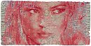 Red Power of Change, Sculptural Dot Painting on recycled materials, 100 x 200 cm